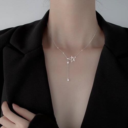 Star Tassel Dainty Clavicle Chain 925 Sterling Silver Pendant Necklace For Women Fashion Aesthetic Jewelry Girlfriend Gifts