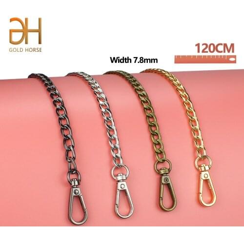 120CM Replacement Luxury Gold Metal Handbag Chain 2.0NK Smooth Sector Buckle Shoulder Straps Chain Bag Parts Accessories