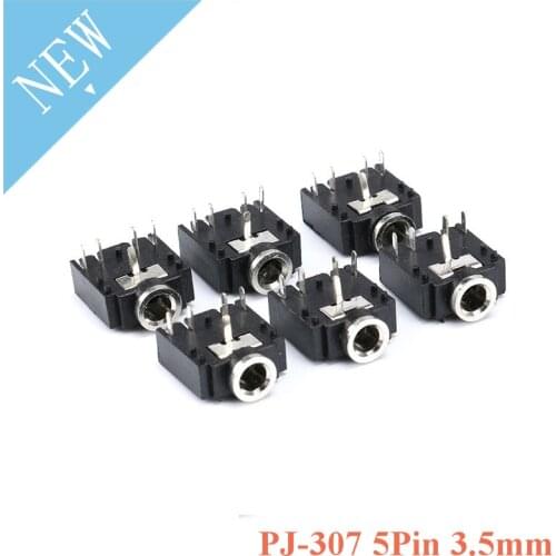 20pcs 5 Pin 3.5mm Female Audio Stereo Jack Socket 5P 5pin PJ-307 PJ307 3F07 Audio Socket