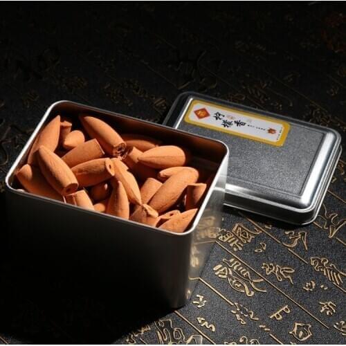 Gift Iron Box 50Pcs Natural More Flavor Backflow Incense Cones Incense Room Fragrance Aromatherapy Air Fresh Meditation
