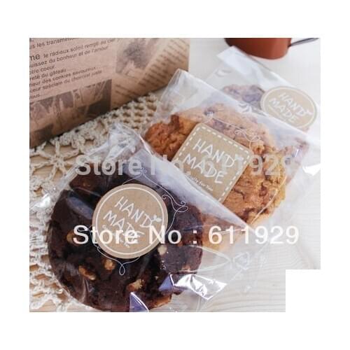 500pcs free shipping"hand made"round kraft paper packing sealing decorative stickers,3.5*3.5cm gift packaging adhesive stickers