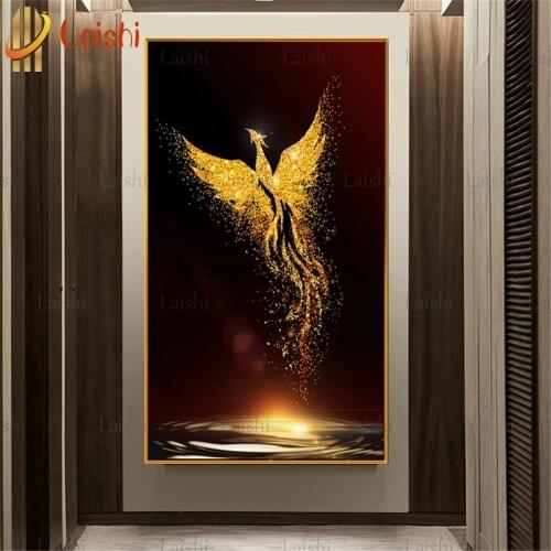 Diamond Painting Full Round drill Golden Phoenix Picture Diamond Embroidery Cross Stitch Diamond Mosaic Craft Christmas Gift