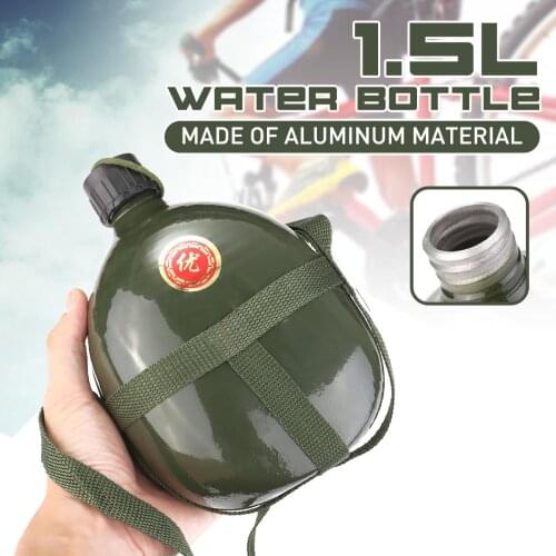 New 1.5L Aluminum Bicycle Cycling Military Water Bottle Sport Cup Outdoor Hiking Camping Sport Water Cup Military Canteen