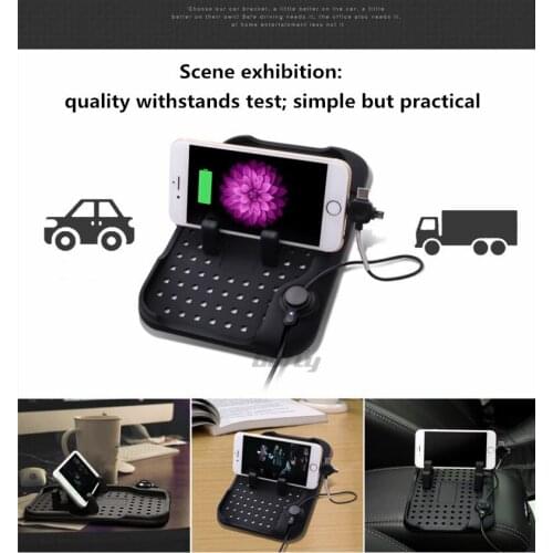 Bbfly-SC699501 multiple-function magnetic silicon gel anti-sliding mat, USB mobile phone support vehicle-mounted charger