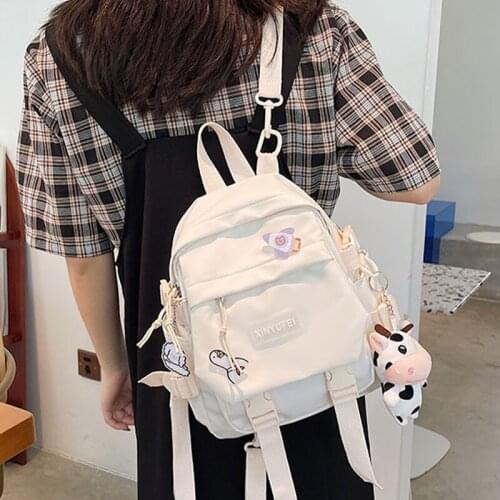 White Backpack Woman Small Schoolbag Casual Ladies Nylon Rucksack Simple Female Travel Backpacks Lady Bagpack Cute Girls Mochila