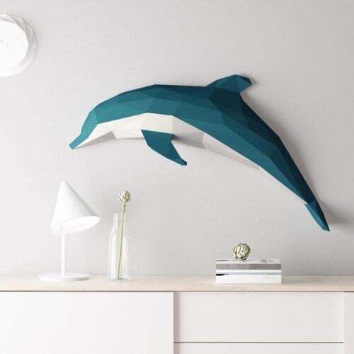 Papercrafts Dolphin 3D Paper Sculpture Animal Model DIY Geometric Origami Home Decor Living Room Wall Decoration Crafts