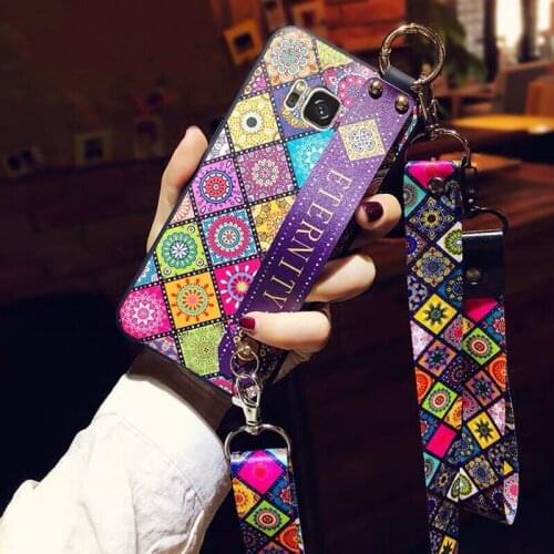 Note 20 Ultra 10+ 9 8 Cover Crossbody Wrist Strap Phone Case for Samsung S20 Plus S8 S9 S10 S21 Retro Silicon Phone Holder Case