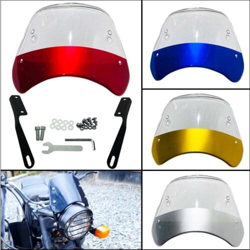 Motorcycle color transparent windshield suitable for Honda Yamaha Suzuki Chuan Qi Harley 6.5"-9.5" round headlight retro style