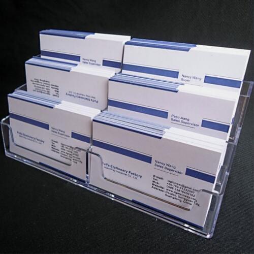 1Set/2Pcs Desktop Business Card Holder 6 Pockets Desktop Office Picture Holders Acrylic Counter Top Calling Card Display Stand