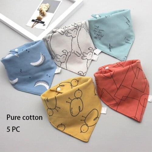 5Pcs/Set Baby Bibs Triangle Double Cotton Bibs Saliva Towel Baby Boys Girls Babador Feeding Smock Infant Cloth Baby Saliva Towel
