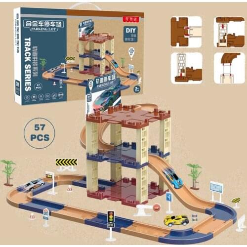 Toy Car Parking Lot Car Track Lifts Multi-Car Large Engineering Police Track Parking Toy Childrens Inertial Hand Sliding Toy