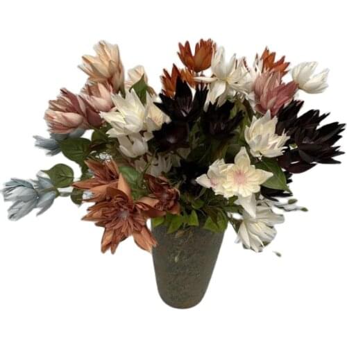 6Pcs Fake Single Stem Dracula Simia (4 Stems/Piece) 28" Length Autumn Orchid for Wedding Home Decorative Artificial Flowers