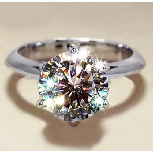 With Certificate S925 Rings For Women Silver Wedding Ring Bridal Jewelry Round Stone Engagement Party Bijoux Femme Drop Shipping