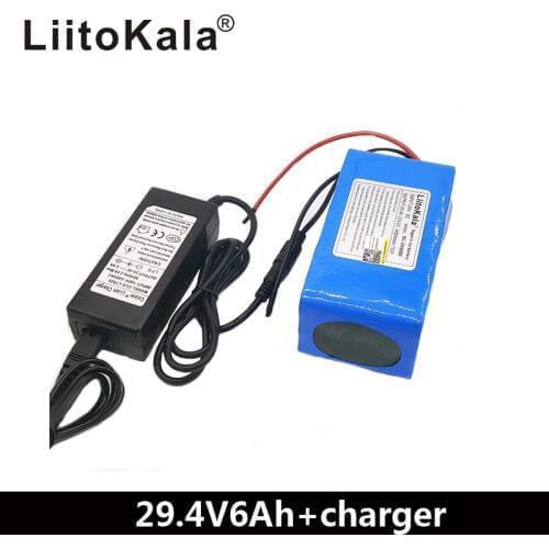 LiitoKala 24V 6Ah 7S3P 18650 Battery lithium battery 24 v Electric Bicycle moped /electric/lithium ion battery pack +29.4V2A