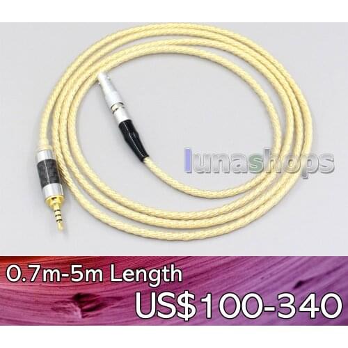 LN006523 3.5mm 2.5mm 4.4mm 4 Core 99.99% Pure Silver + Gold Plated Earphone Braided Cable For AKG K812 K872 Reference Headphone