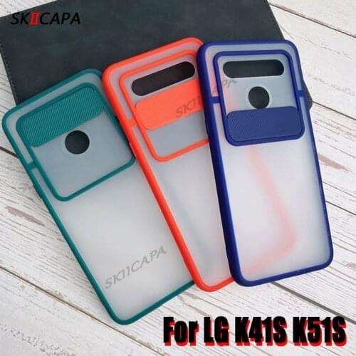 Soft Silicone Shockproof Matte Back Cover For LG K41S K51S Slide Camera Lens Protection Transparent Cover For LG K51S K41S Case