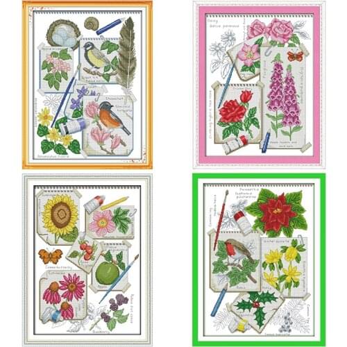 Joy Sunday Counted Cross Stitch Kits Draw The Season Patterns Stamped Printed 11CT 14CT Print Craft Embroidery Needlework Thread