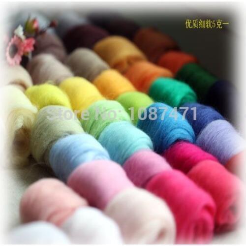 Wool strip handmade diy filler for toys kit material wool felt poke fun set 24 5g (100g per pack) Color optional Free shipping