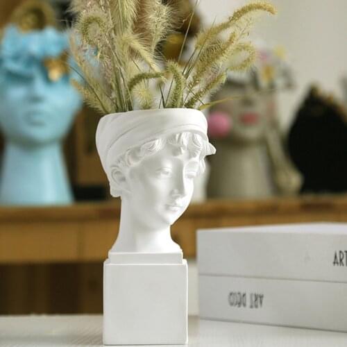 Desktop Flower Pot Creatively Carved Retro Girl Image Decoration Garden Vase Girl Head Flower Arrangement Jar For Home Office