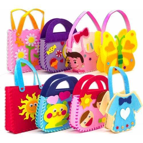 Non-Woven Fabric DIY Handbag Children Craft Toy Mini Bag Non-woven Cloth Colorful Handmade Bag Cartoon Animal Children Handbags