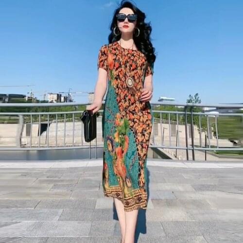 2021 Summer New Style High-end Fashion Popular Party Beach Vacation Loose Round Neck Party Short Sleeve Dress Dresses Women