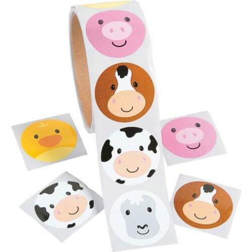 One Roll Creative Adhesive Tape With 100pcs Cute Animal Stickers For Kids Great Birthday Gift Colorful Stationery Sticker Toy