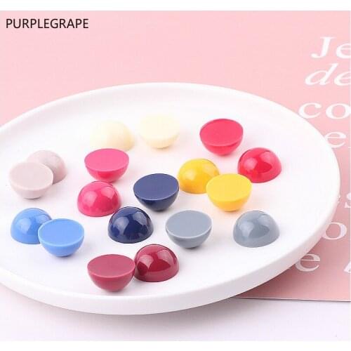 Resin patch semi-circular DIY earrings accessories jewelry earrings handmade materials 18mm retro solid color 10 pieces