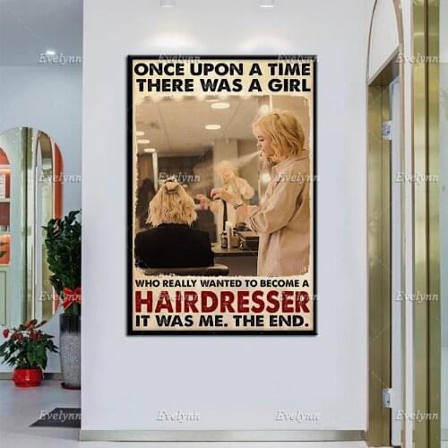 Hair Stylist Girl Poster There Was A Girl Who Really Wanted To Become A Hairdresser Retro Poster Wall Art Prints Home Decor