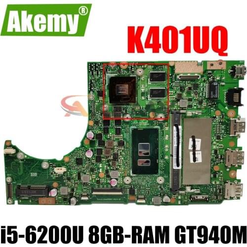 SAMXINNO For ASUS V401U K401UB K401UX A401UA400U K401UQ Laotop Mainboard K401UQ Motherboard with i5-6200U 8GB-RAM DDR4 GT940M/2G