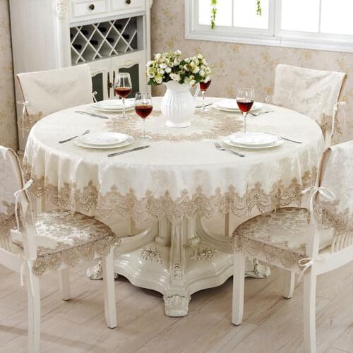 Luxury embroidered tablecloth table dining round table cover table cloth water soluble lace 002 wedding flower home textile