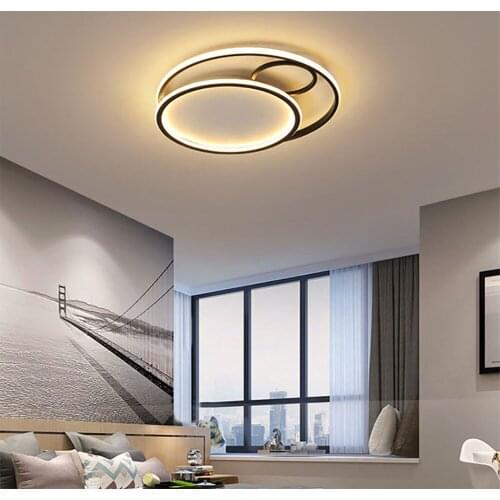 Modern Simple Black Gold Round LED Ceiling Lamp for Bedroom Living Dining Study Room Kitchen Loft Nordic Indoor Decorative Light