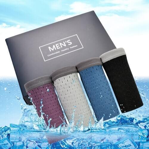 4pcs/Lot Mens Panties Boxers Underpants Comfortable Mesh SexyBreathable Underwear Boxer Shorts Brand Shorts