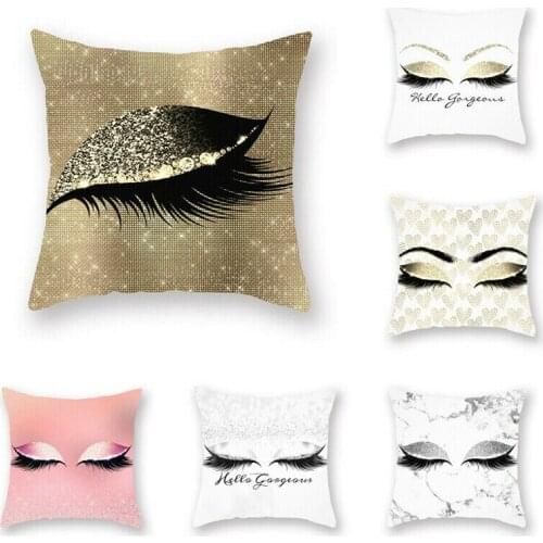 Fashion Sequin Eyelash Lash Pillow Case Reversible Glitter Sofa Cushion Cover