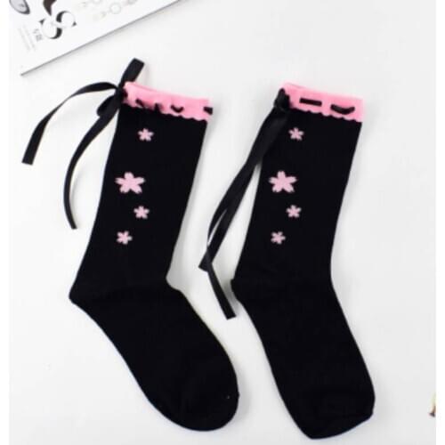 Japanese Lolita Autumn Winter Sakura Banadage Lolita Soft Sister Maid Sotockings Lolis College Piles Of Socks Pink White Lolita