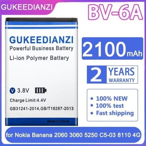 GUKEEDIANZI Replacement Battery BV-6A 1500mAh for Nokia Banana 2060 3060 5250 C5-03 8110 4G