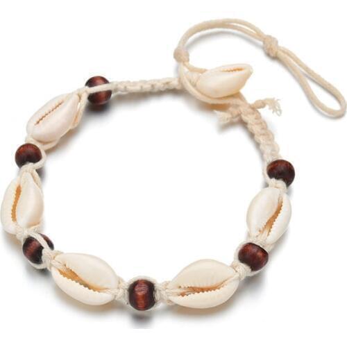 Vintage Bohemian Natural Shell Anklets for Women Handmade Blue Beads Ankle Bracelet Beach Jewelry Party Gift