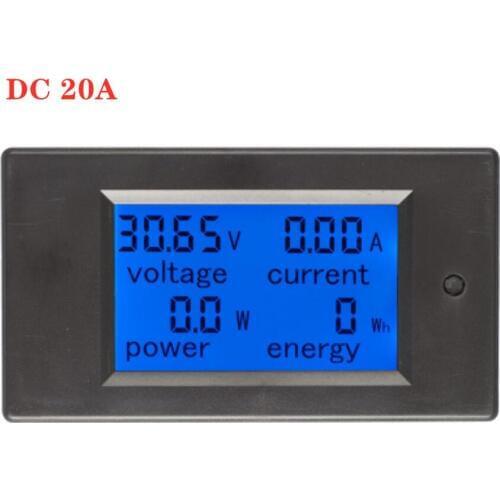DC 20A LCD meter Voltage current KWh watt Car battery power monitor 12v 24V 48v tester