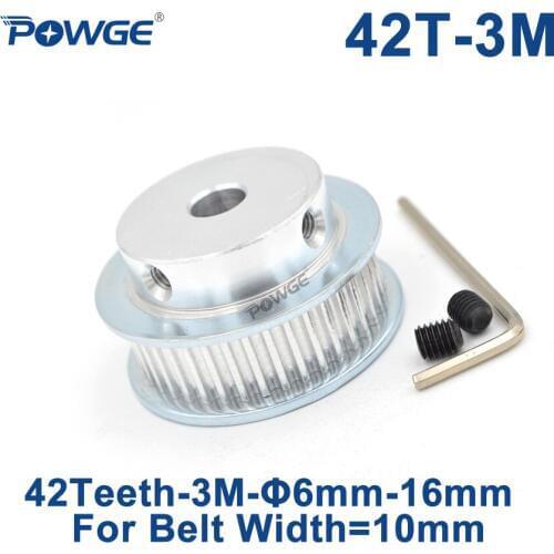 POWGE Arc Tooth 42 Teeth 3M Timing Pulley Bore 6/8/10/12/14/15/16mm for Width 10mm 3M Synchronous belt HTD3M wheel 42Teeth 42T