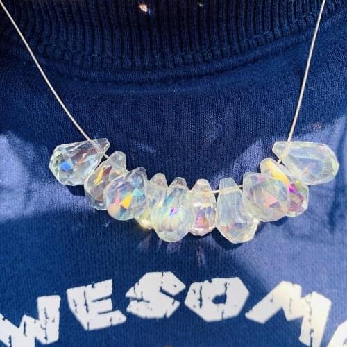 10Pcs Aurora Glass Bead Bowling Faceted Chandelier Part Charm Bottle Spacer Beads DIY Pendant Crystal Prism
