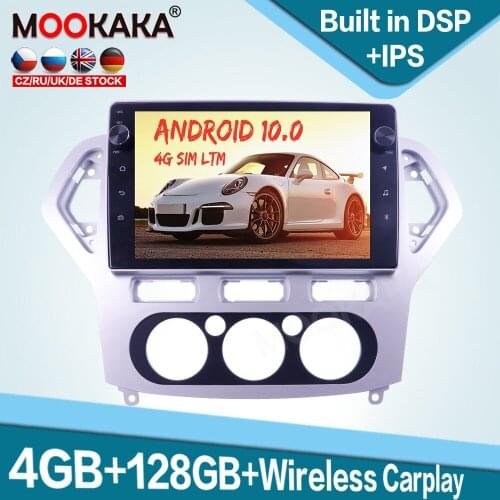 128GB Carplay Android 10.0 Car Multimedia Player for Ford Mondeo MK4 07-10 Auto Radio GPS Navigation Audio Stereo Head Unit DSP