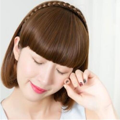 15cm Length Short Braid Blunt Bangs Natural Tidy Hairpieces Heat Resistant Synthetic Women Hair Available Natural Fake Hair