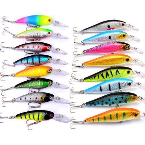 16pcs/Lot Minnow Fishing Lures carp Crank Bait Tackle jig hooks Sea Fishing Set