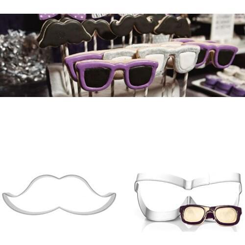 2pcs patisserie reposteria Fashion Lip Glasses Cookie Cutter Fondant Cake Decor Tools Cupcake Biscuit Moldes Metal Paste Mould