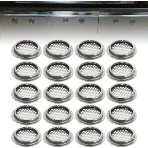 20pcs Exhaust Ventilation Grille Air Vent Cupboard Grille Set Stainless Steel Slotted Grille For Wardrobe Air Circulation