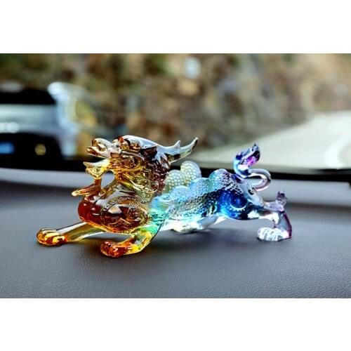 2020 Office home CAR efficacious FENG SHUI Talisman Protection -Money Drawing Color Crystal dragon PI XIU Sculpture ART statue