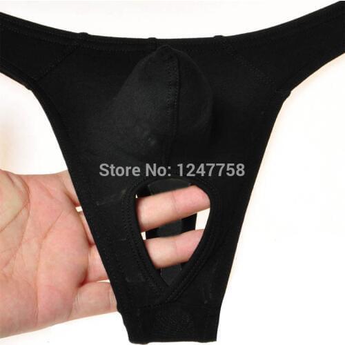 5Pcs/Lot New Hot Mens Balls Hole Thong Modal Trunks Nuts Out Underwear Modal Pouch T-Back