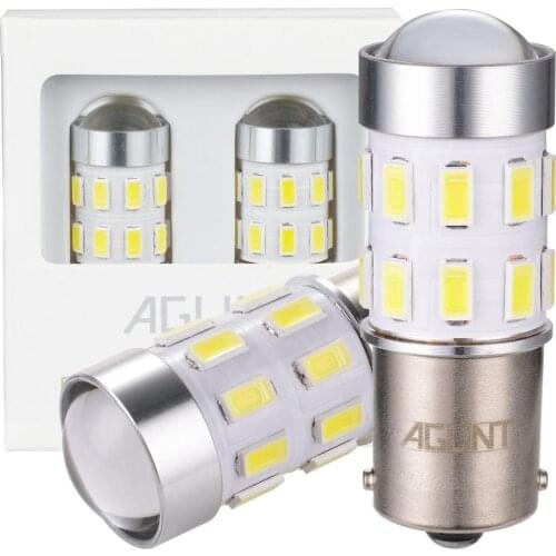 AGLINT 2PCS P21W 1156 LED Bulb 24SMD for Car Turn Signal Backup Reverse Tail Rear Lights RV Lighting 6000K (White, BA15S)
