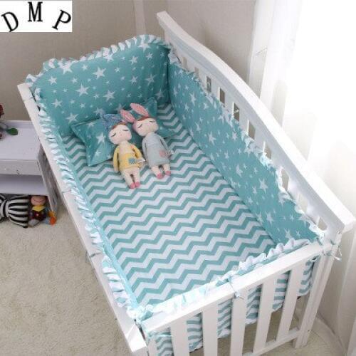 Promotion! 6PCS Cartoon Cot Crib Bedding Sets Baby Kit set Bumpers Fitted Sheet ,include:(bumper+sheet+pillow cover)