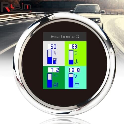 Hot Sale 4 in 1 Auto Marine Multi-function Gauges Boat Car Fuel Level Gauge Water Temp Oil Pressure 0~10Bar Voltmeter Volt gauge