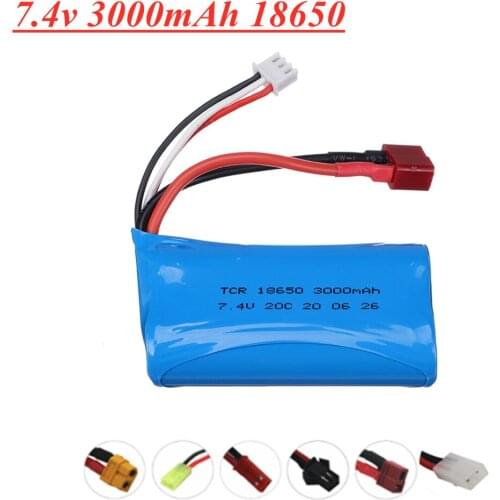 7.4V 3000mAh 18650 Lipo Batery for remote control helicopter toy parts upgrade 7.4V 20C Lipo battery T/SM/JST/XT60/EL2P Plug